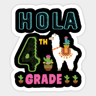 Cactus On Llama Student Happy Back To School Hola 4th Grade Sticker